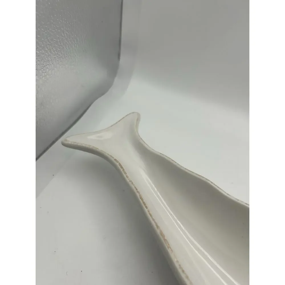 TagFish Shaped Plate/Vessel White Ceramic Minimalism Scandinavian? VTG ￼